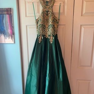 Green and Gold Prom Dress
